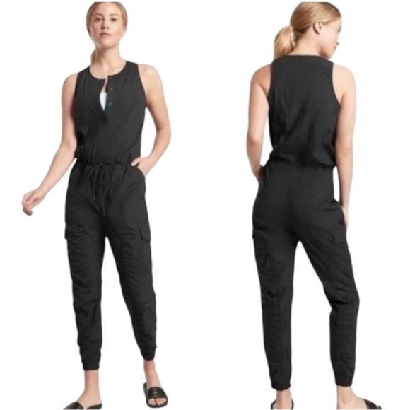 ATHLETA Canopy Parachute Lightweight Cargo Romper in Black Size 4 — So Comfy!!! - Picture 2 of 11